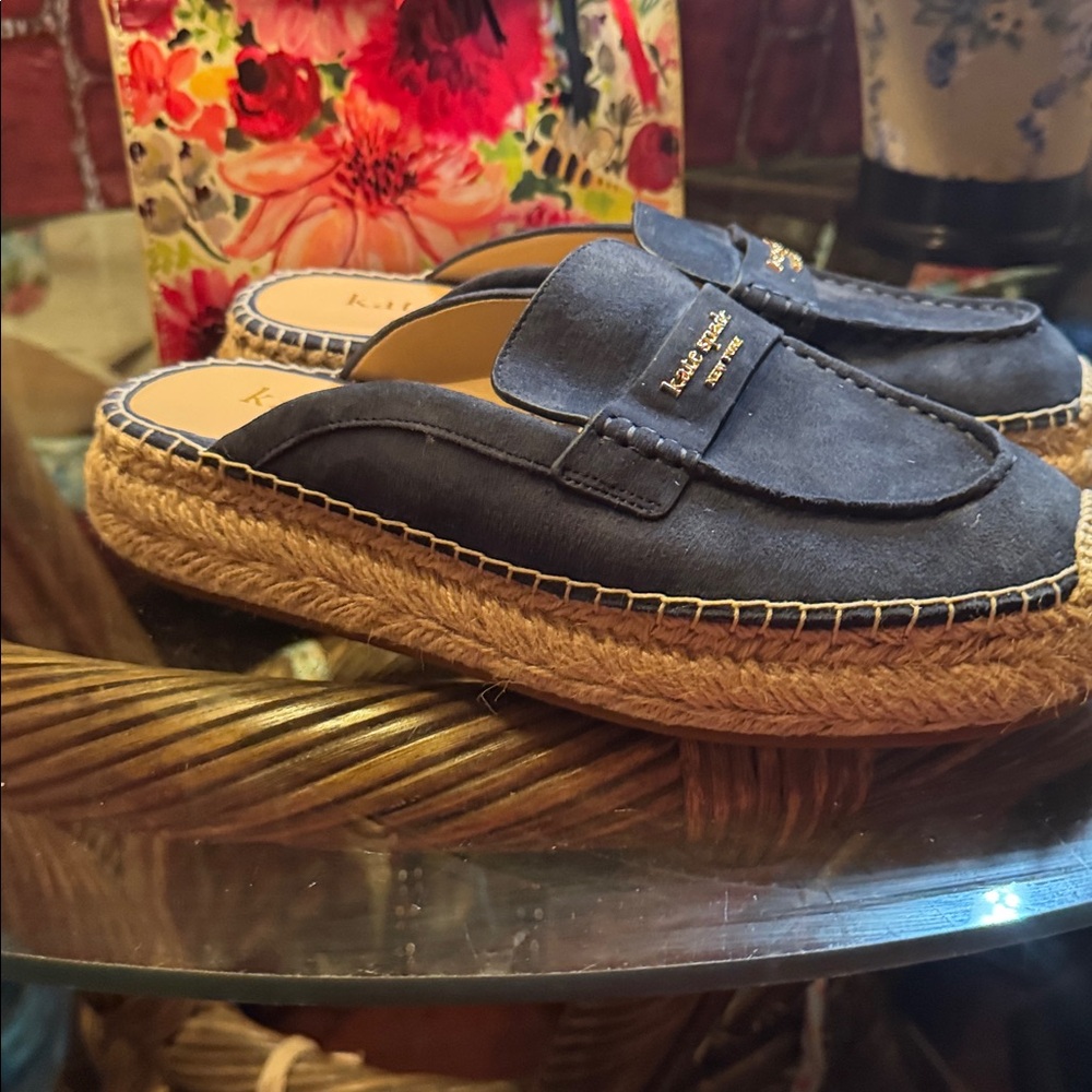Kate Spade Navy Loafers with Espadrille Sole - Picture 2 of 5